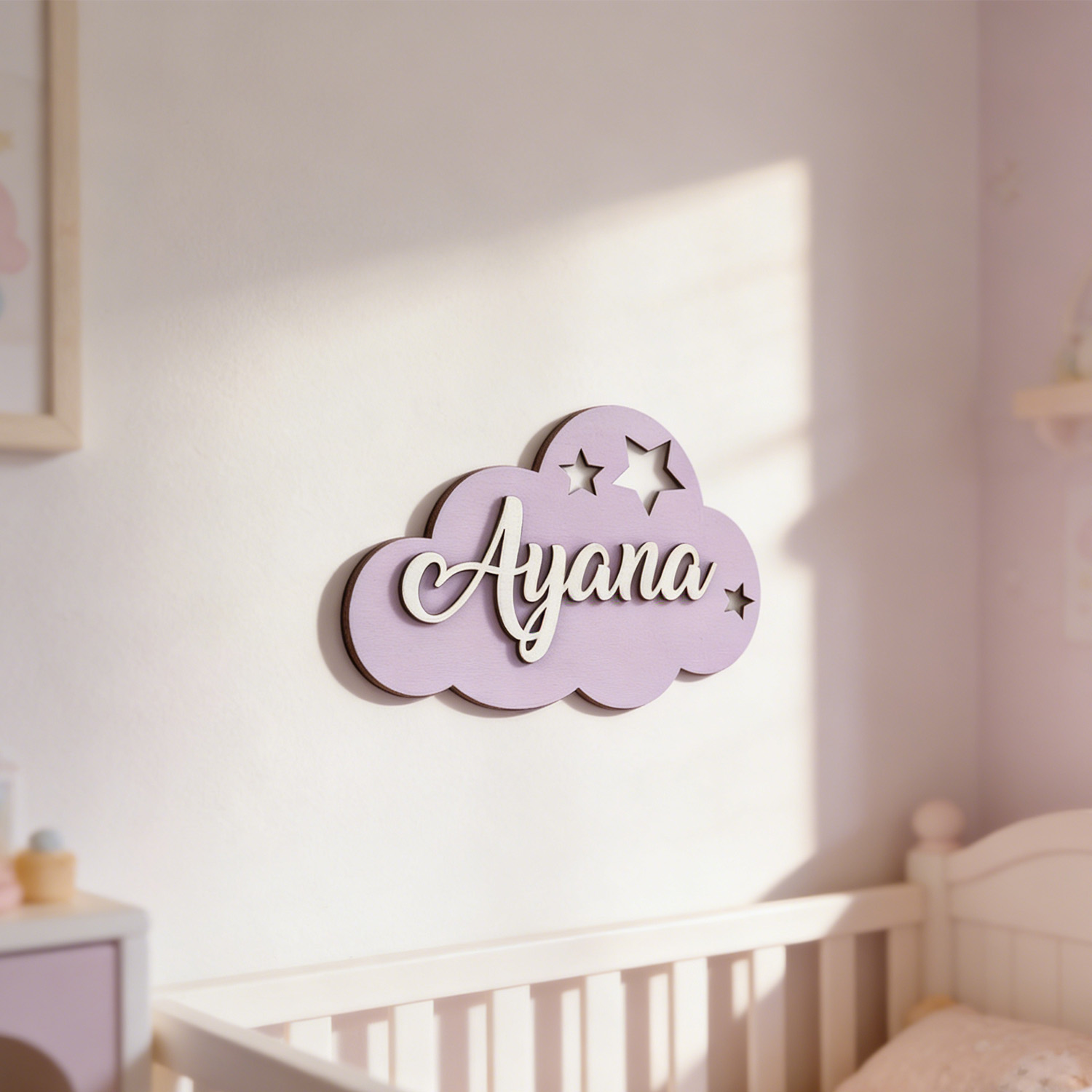 Home Decor For Birthday - 1pc 맞춤형 구름 모양의 나무 성씨