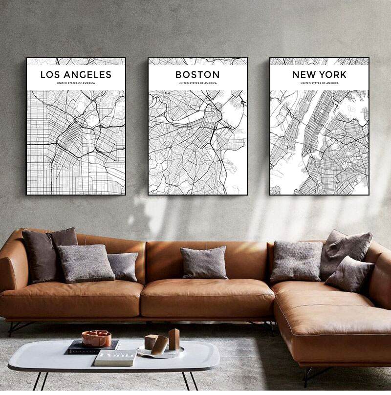 Home Decor New York - 북유럽 스타일 그림 프린트, 거실용 흑백