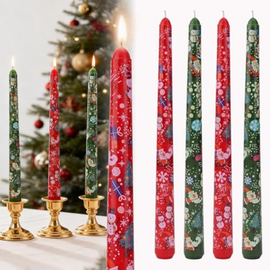 Home Decor Xmas - 크리스마스 테이퍼 양초, 긴 테이프 양초,