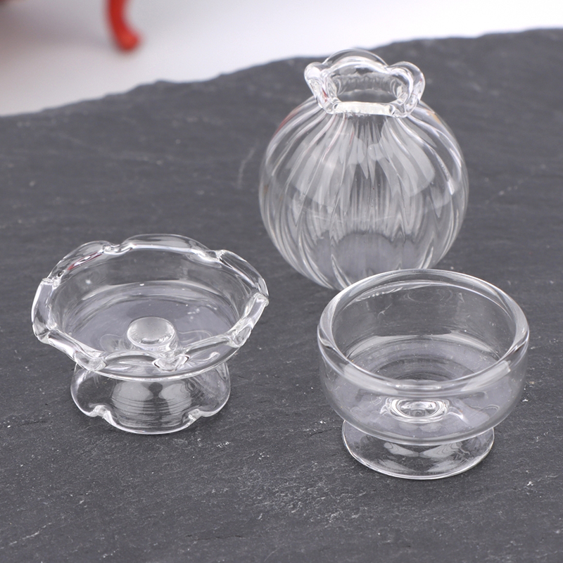 Home Decor Vase - 1:12 인형집 미니어처 유리 꽃병 디저트