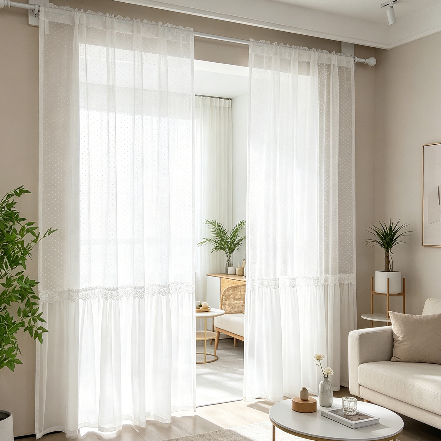 Home Decor Under 100 - 프랑스풍 로맨틱 시어 커튼, 물방울 무늬