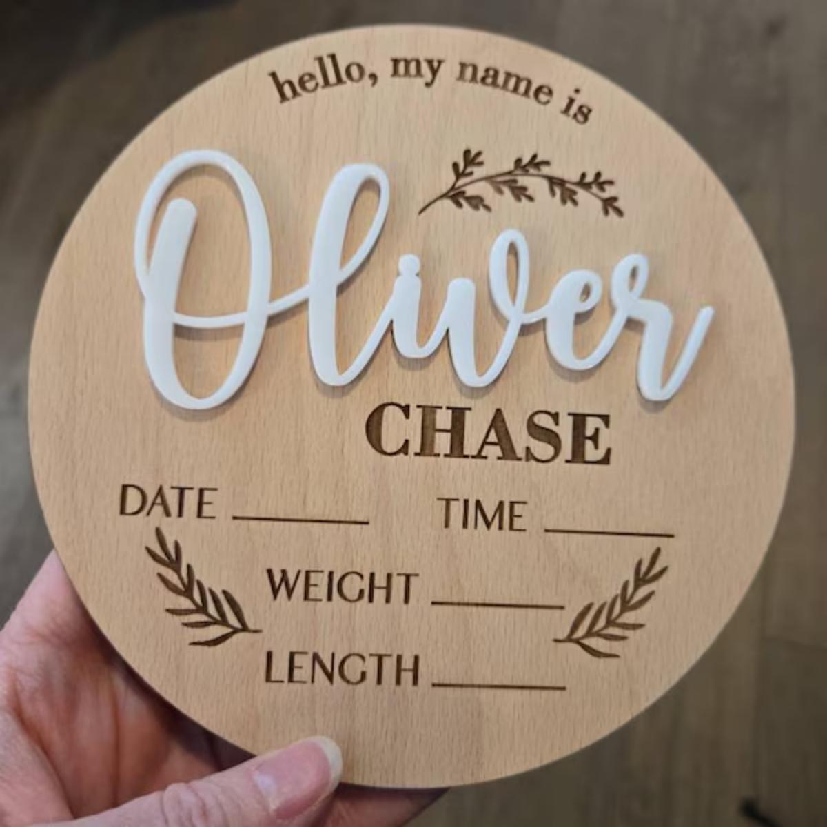 Home Decor Unique - 1Pc 맞춤형 아기 발표판 나무 이름표,