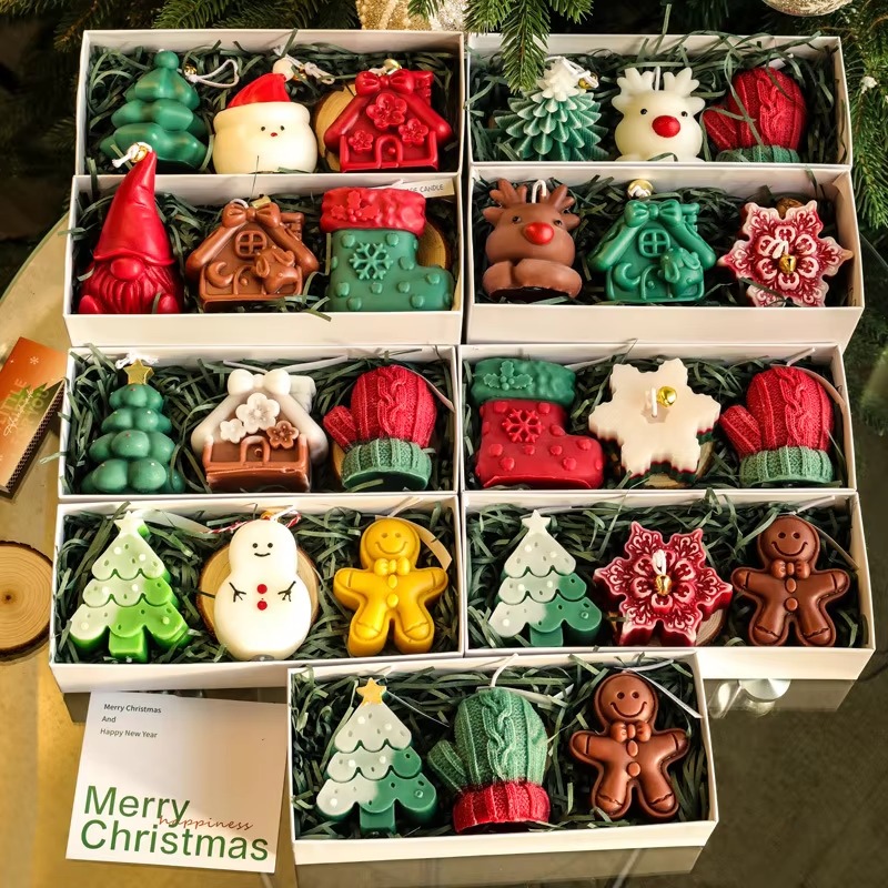 Home Decor Xmas - 3개입 수제 크리스마스 향초 세트 -