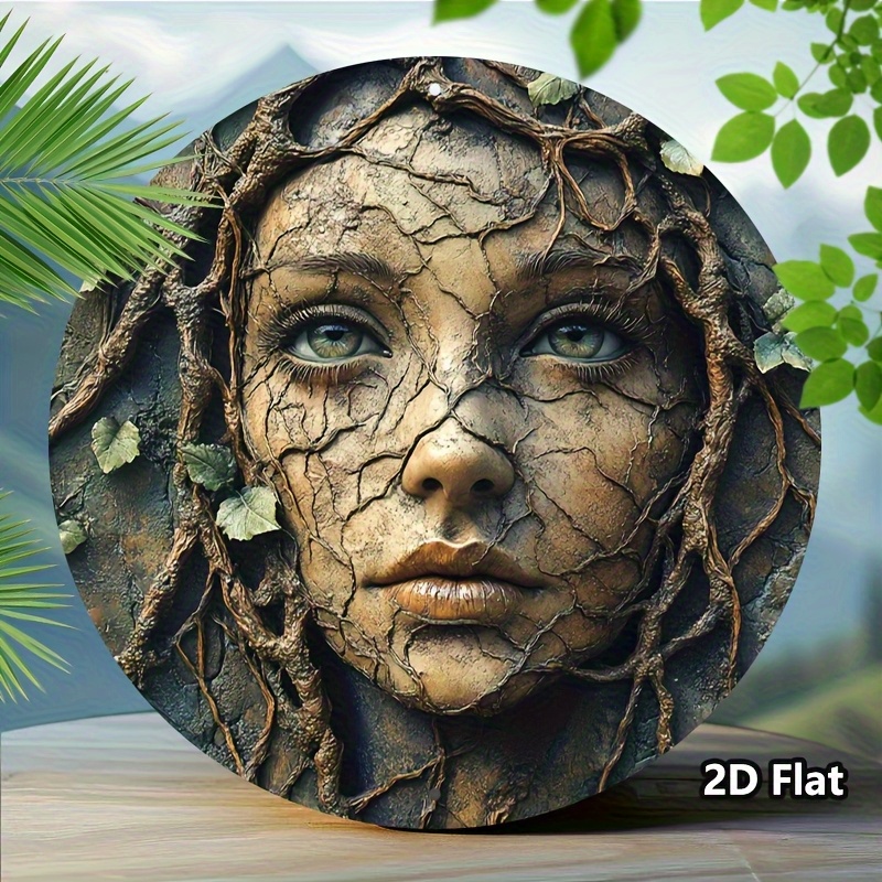 Home Decor Tree - 2D 평면, 빈티지 알루미늄 원형 벽