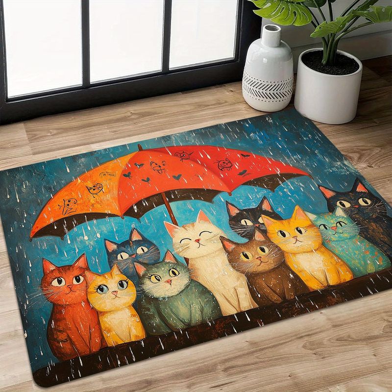 Home Decor Under 1000 - VIKAMA 우산 아래 귀여운 고양이 도어