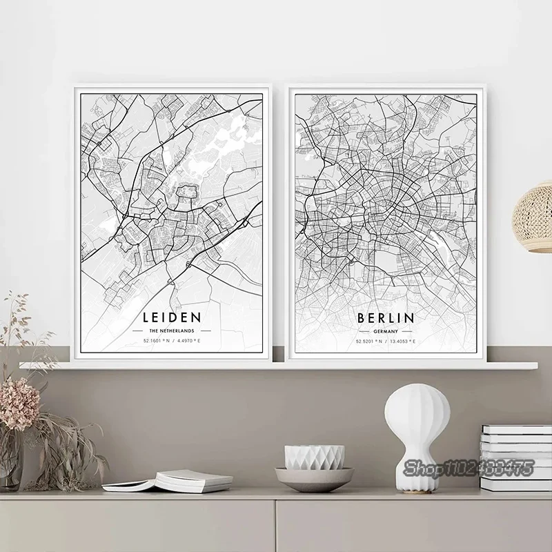 Home Decor New York - 도시 지도 파리 뉴욕 캔버스 그림