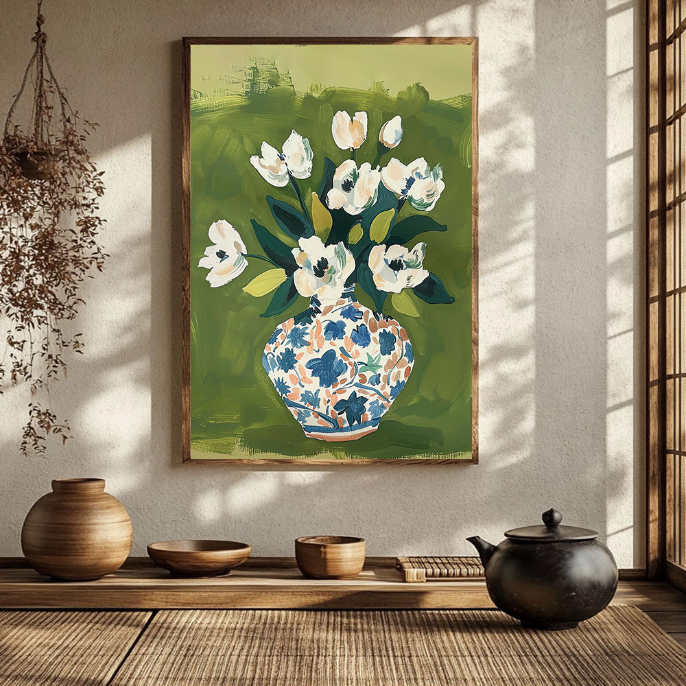 Home Decor Vase - 꽃병에 담긴 꽃 다채로운 포스터 캔버스