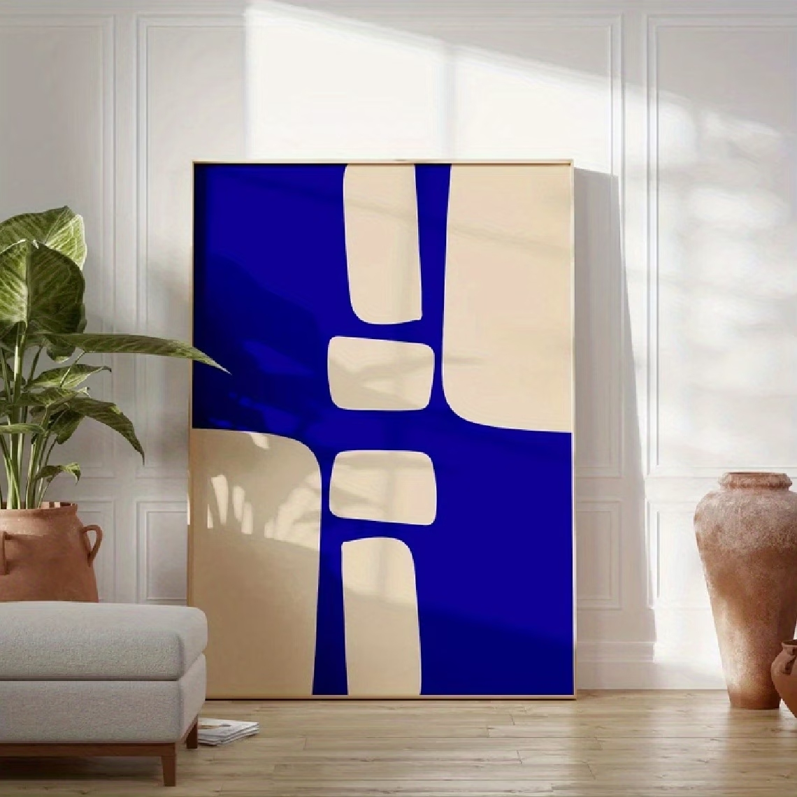 Home Decor Retro - 현대, 복고풍 로얄 블루 미니멀리스트 추상