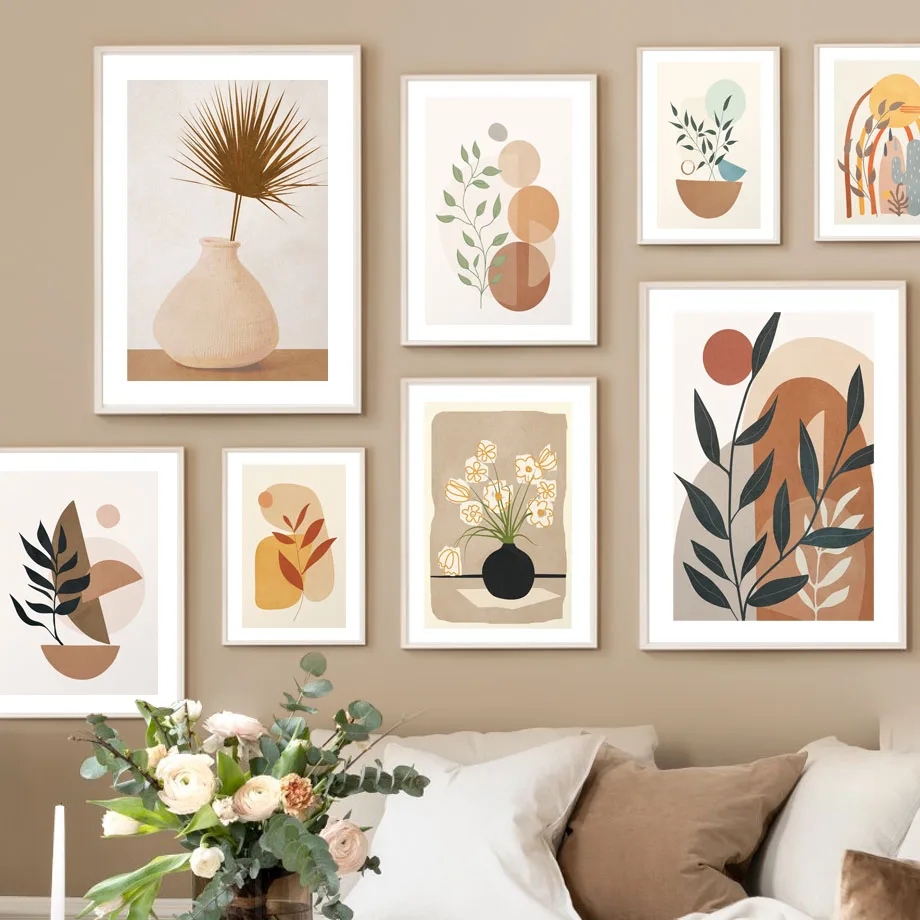 Home Decor Vase - 보헤미안 스타일 자연 잎 꽃병 추상