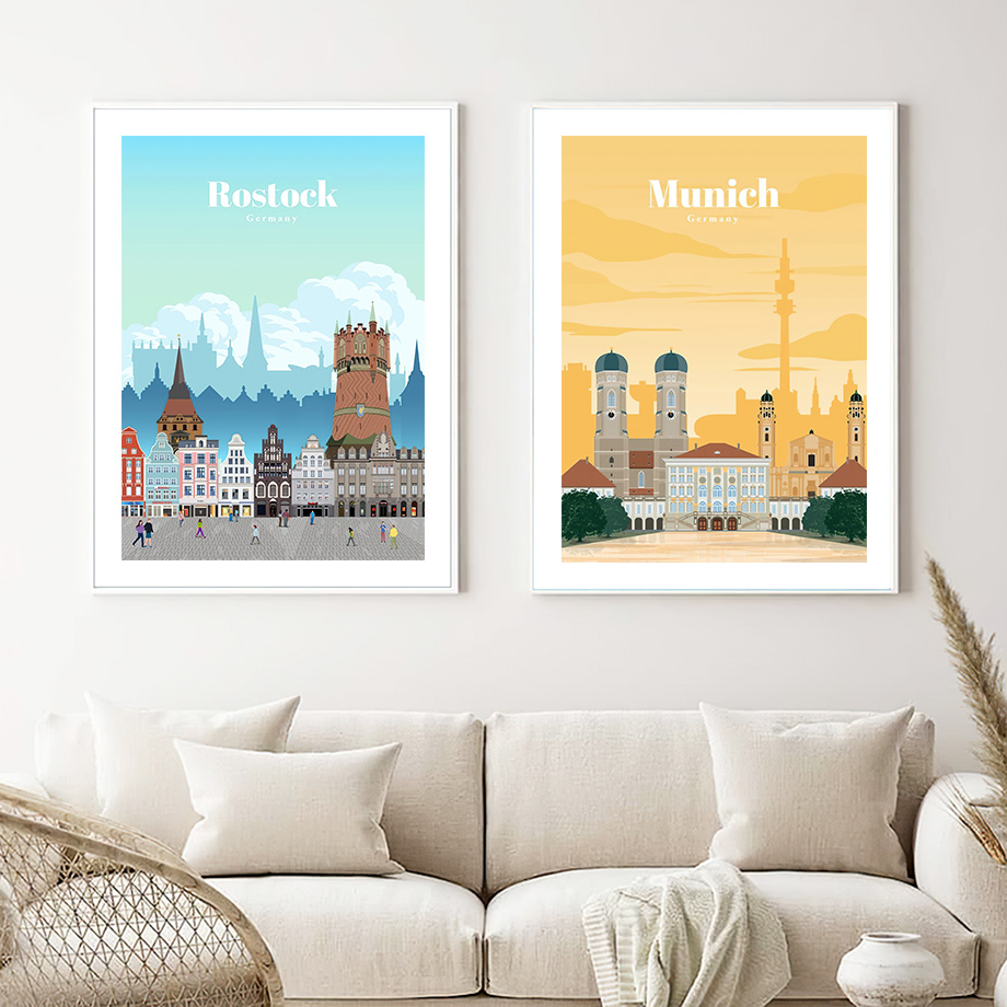 Germany Home Decor - 베를린 독일 여행 도시 지도 북유럽