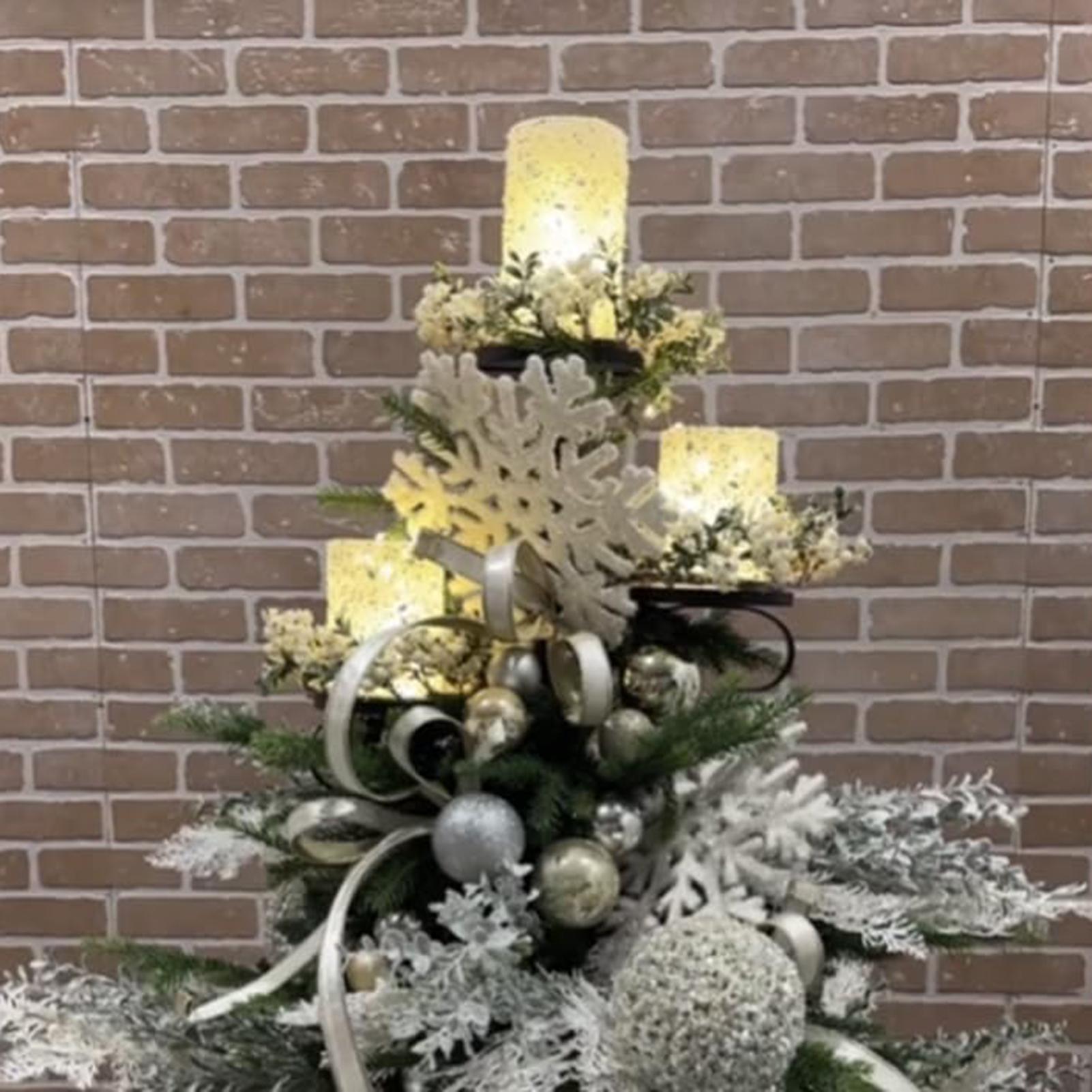 Home Decor Tree - 메탈 블랙 트리플 트리 토퍼 캔들라브라