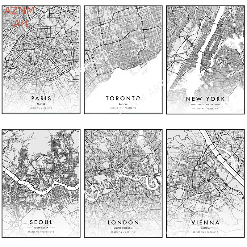 도시 지도 아트워크 포스터 파리 뉴욕 캔버스 그림 HD - Home Decor New York 리뷰 및 가격
