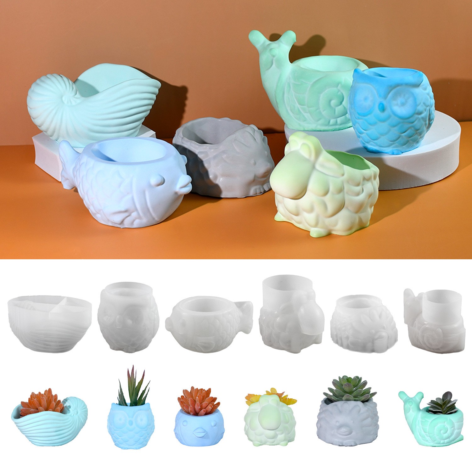 3D 동물 꽃 냄비 실리콘 금형 DIY 달팽이 올빼미  - Succulent Planter Pot 리뷰 및 가격