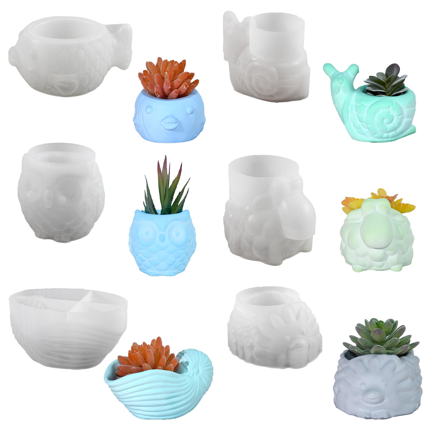 3D 동물 꽃 냄비 실리콘 금형 DIY 달팽이 올빼미  - Succulent Planter Pot 리뷰 및 가격