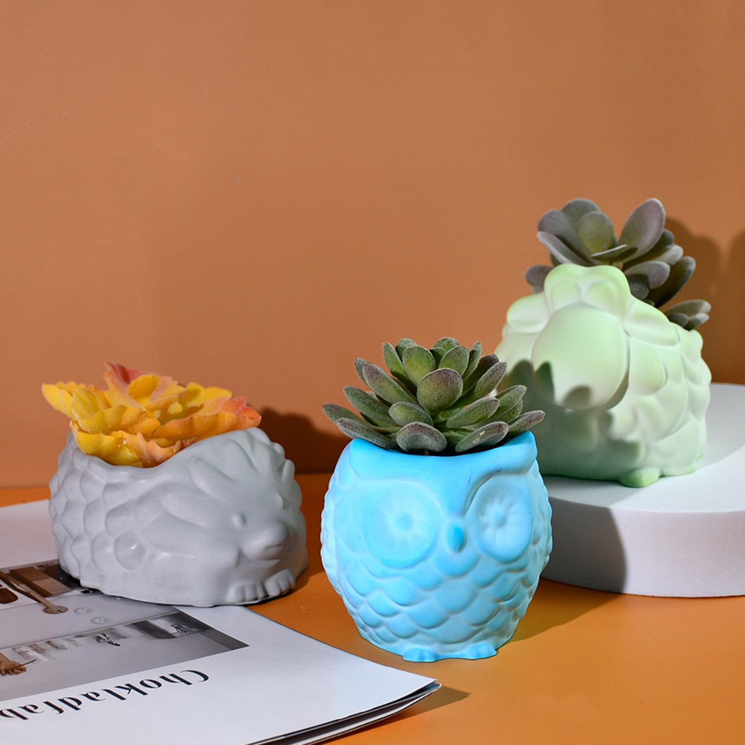 3D 동물 꽃 냄비 실리콘 금형 DIY 달팽이 올빼미  - Succulent Planter Pot 리뷰 및 가격