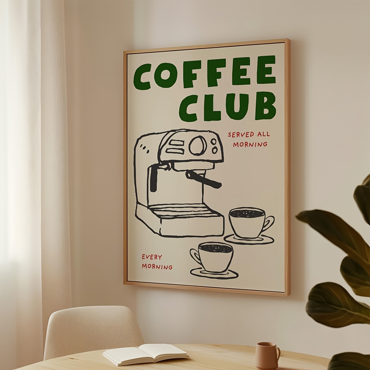 1pc 프레임리스 만화 동물 텍스트 아트 커피 프린트  - Home Decor Minimal 리뷰 및 가격