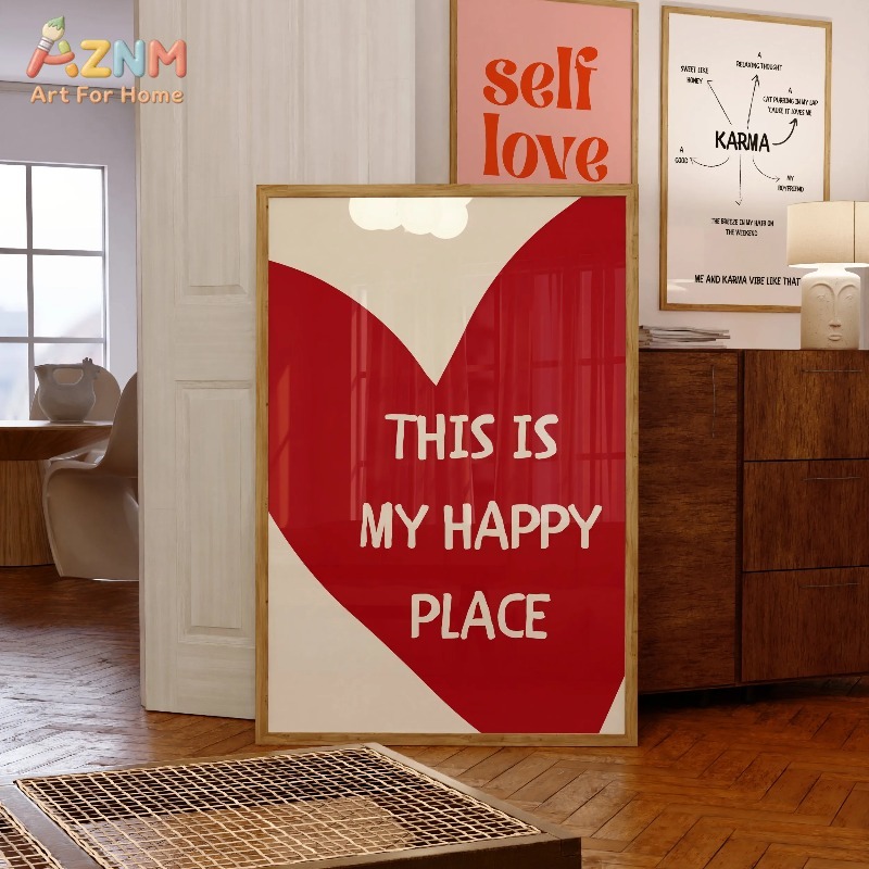 이것은 나의 행복한 장소입니다 아트 포스터 레드 하트  - Home Decor Minimal 리뷰 및 가격