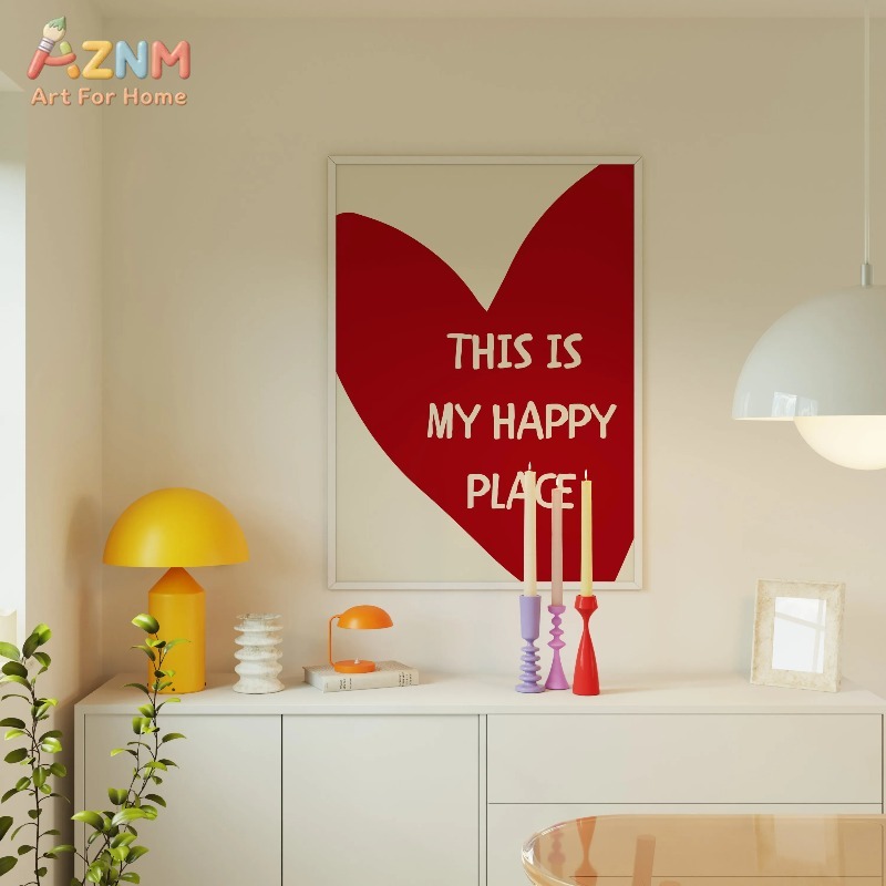 이것은 나의 행복한 장소입니다 아트 포스터 레드 하트  - Home Decor Minimal 리뷰 및 가격