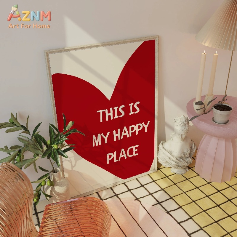 이것은 나의 행복한 장소입니다 아트 포스터 레드 하트  - Home Decor Minimal 리뷰 및 가격