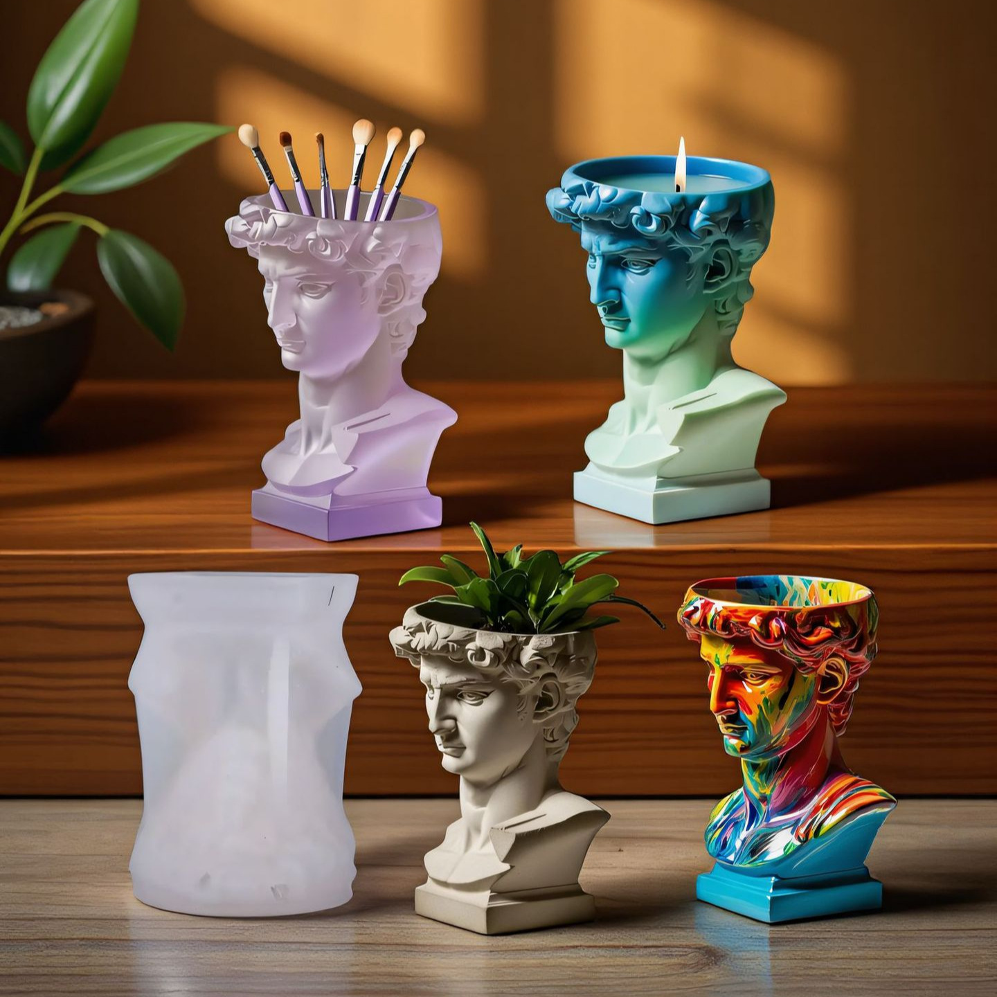 데이비드 헤드 실리콘 화분 금형, 클래식 동상 시멘트  - Succulent Planter Pot 리뷰 및 가격