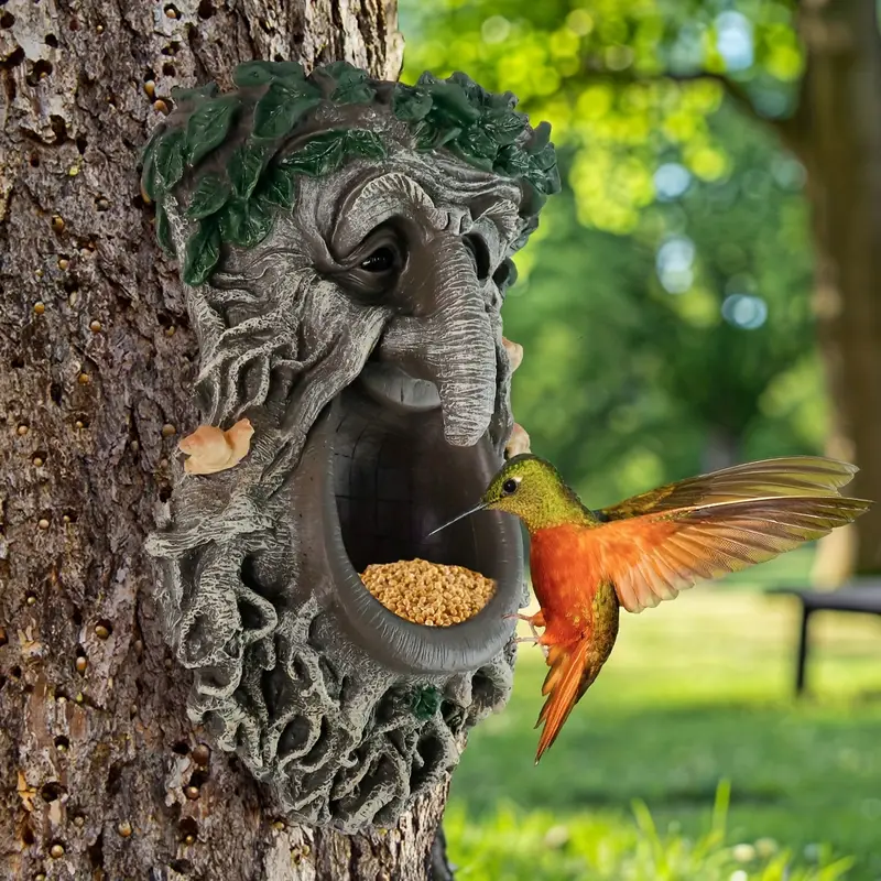 야외 정원 나무 얼굴 모양 야생조류 모이통, 큰 입 모 - Home Decor Tree 리뷰 및 가격