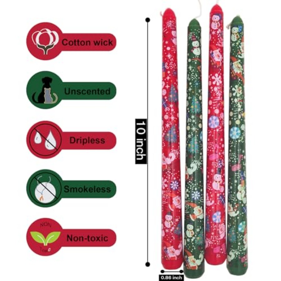 크리스마스 테이퍼 양초, 긴 테이프 양초, 크리스마스  - Home Decor Xmas 리뷰 및 가격