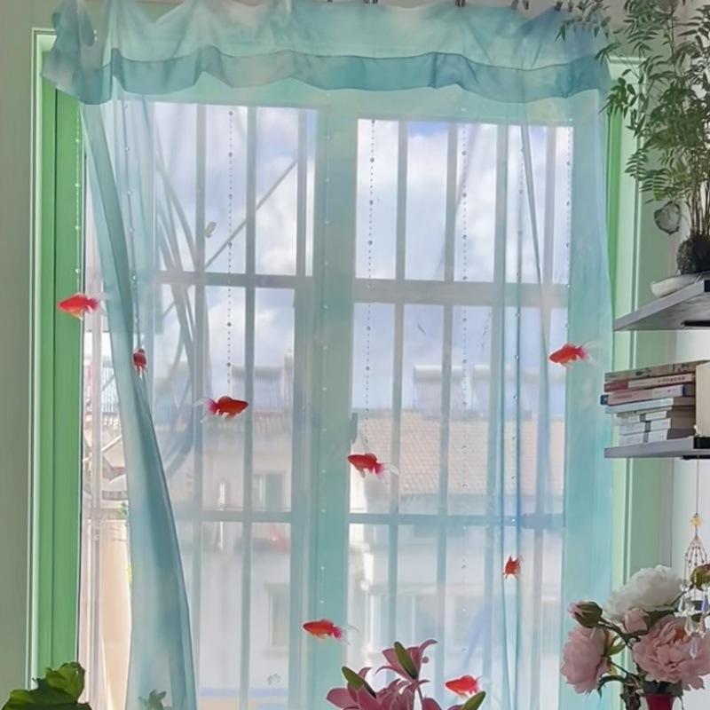 연하늘색 솔리드 시어 보일 윈도우 커튼 투명한 빛 차단 - Home Decor Under 100 리뷰 및 가격