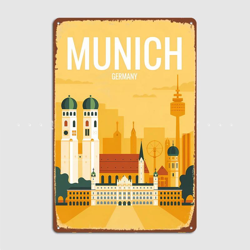 독일 도시 풍경 일러스트 금속 맞춤형 간판 거실 벽 실 - Germany Home Decor 리뷰 및 가격