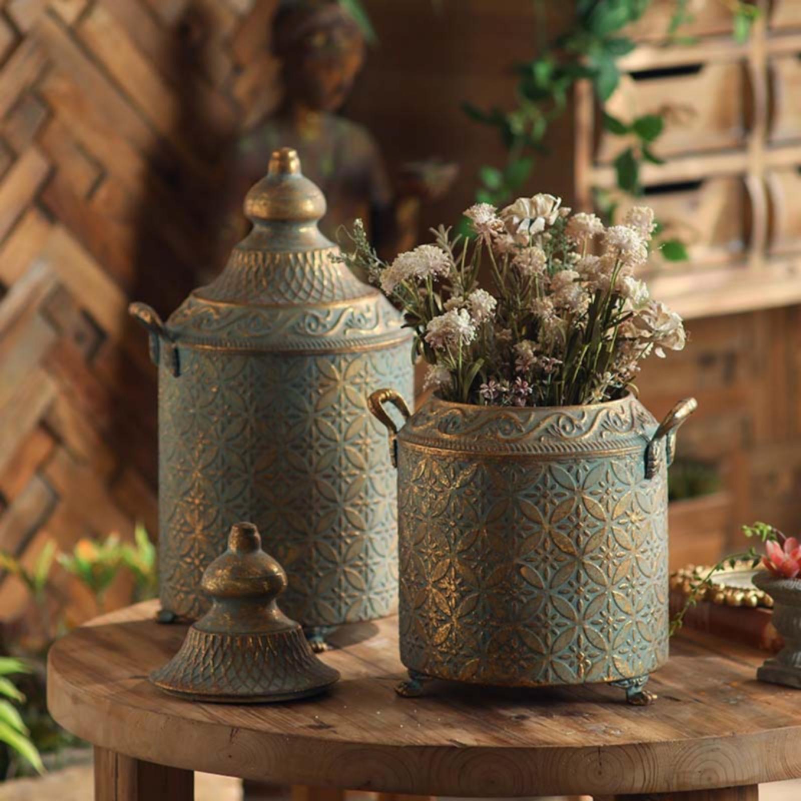 파티나 마감 금속 장식용 화병 컨테이너 대형 빈티지 유 - Home Decor Vase 리뷰 및 가격