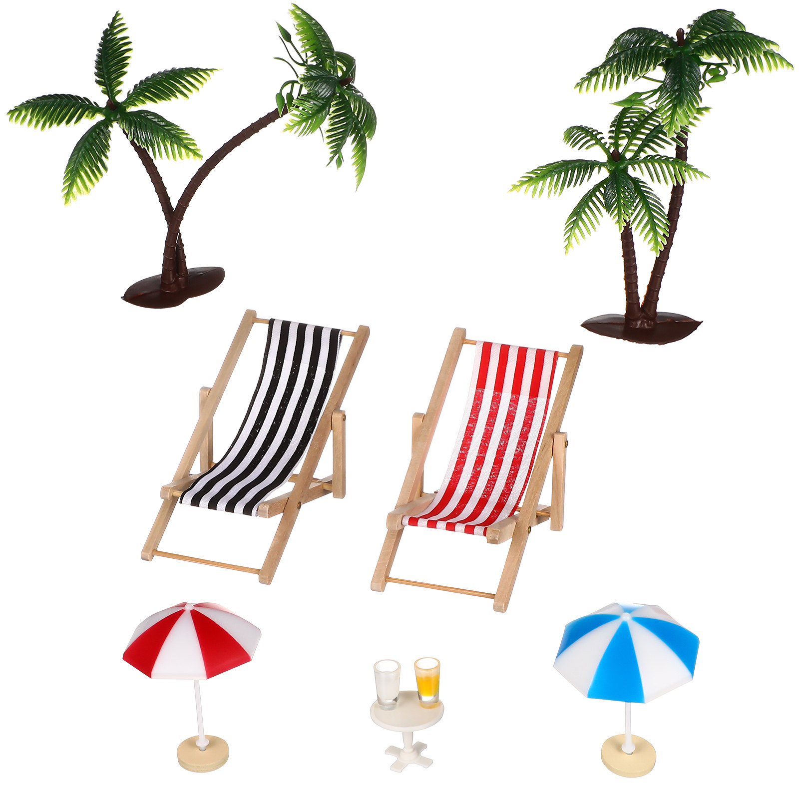 해변 미니어처 레진 세트 미니 야자수 파라솔 데크체어  - Home Decor Tree 리뷰 및 가격