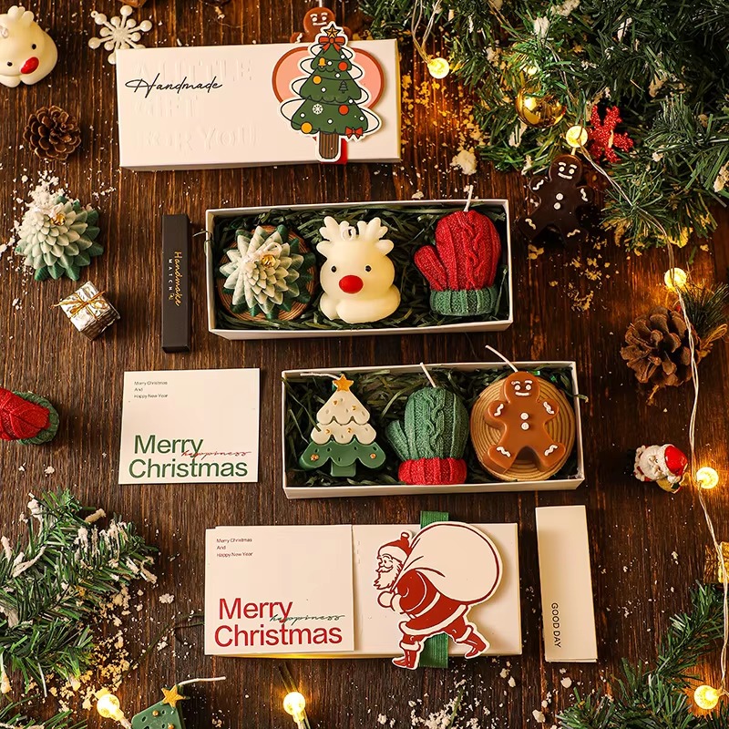 3개입 수제 크리스마스 향초 세트 - 산타, 눈사람,  - Home Decor Xmas 리뷰 및 가격
