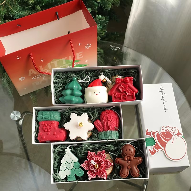 3개입 수제 크리스마스 향초 세트 - 산타, 눈사람,  - Home Decor Xmas 리뷰 및 가격