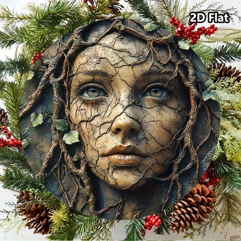 2D 평면, 빈티지 알루미늄 원형 벽 장식 - 여성 얼 - Home Decor Tree 리뷰 및 가격