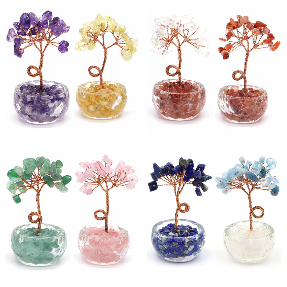 천연 원석 크리스탈 행운의 나무 자갈돌 받침대 차크라  - Home Decor Tree 리뷰 및 가격