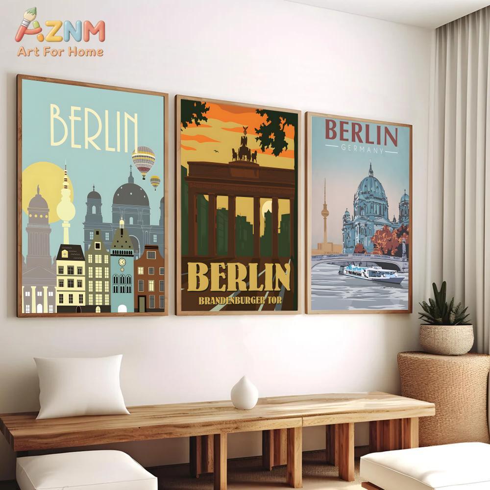 AZNM 베를린 독일 랜드마크 프레임리스 캔버스 벽 예 - Germany Home Decor 리뷰 및 가격