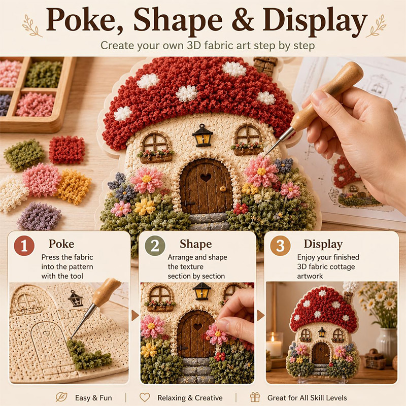 3D 버섯집 포케 아트 DIY 키트 패브릭 펀치 니들  - Home Decor Com 리뷰 및 가격