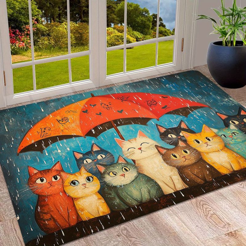 VIKAMA 우산 아래 귀여운 고양이 도어 매트 미끄럼 - Home Decor Under 1000 리뷰 및 가격