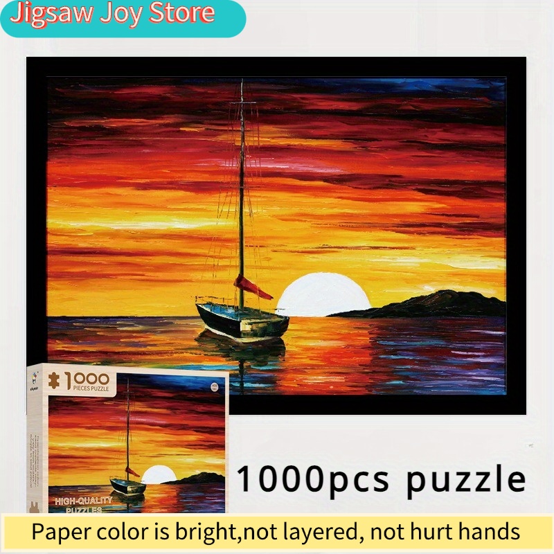 성인용 1000피스 나무 퍼즐 일몰과 보트 퍼즐 유명한 - Home Decor Under 1000 리뷰 및 가격