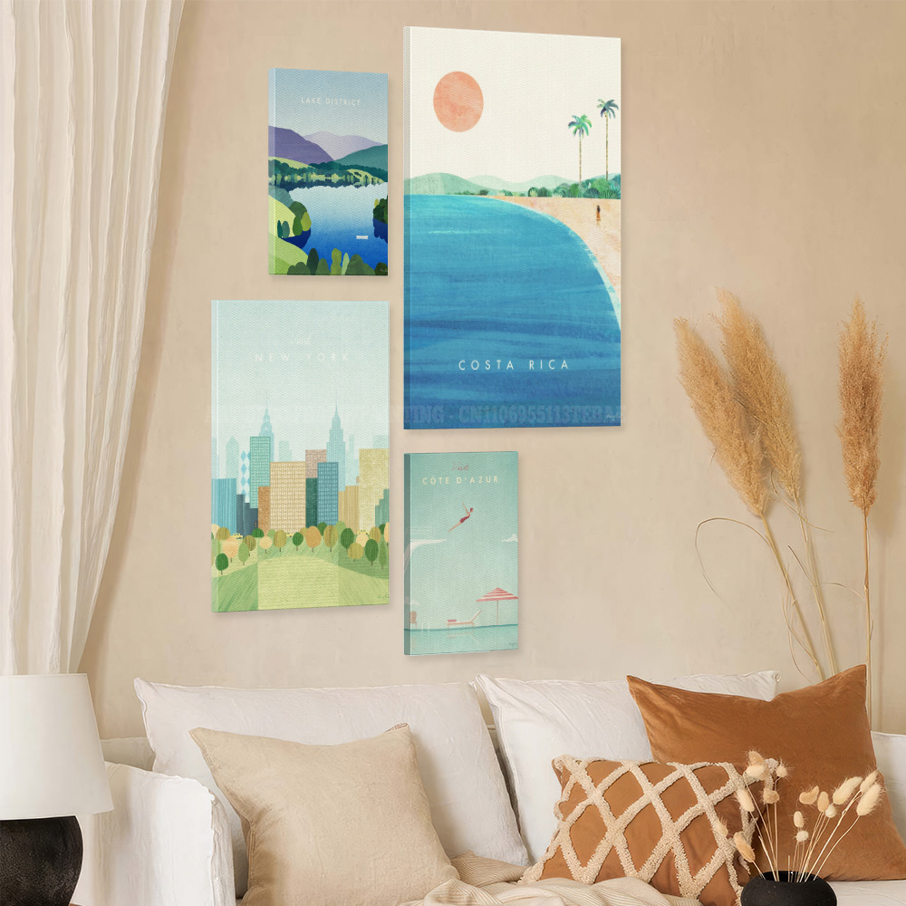 빈티지 여행 포스터 캔버스 벽 예술 아테네 하와이 뉴욕 - Home Decor New York 리뷰 및 가격