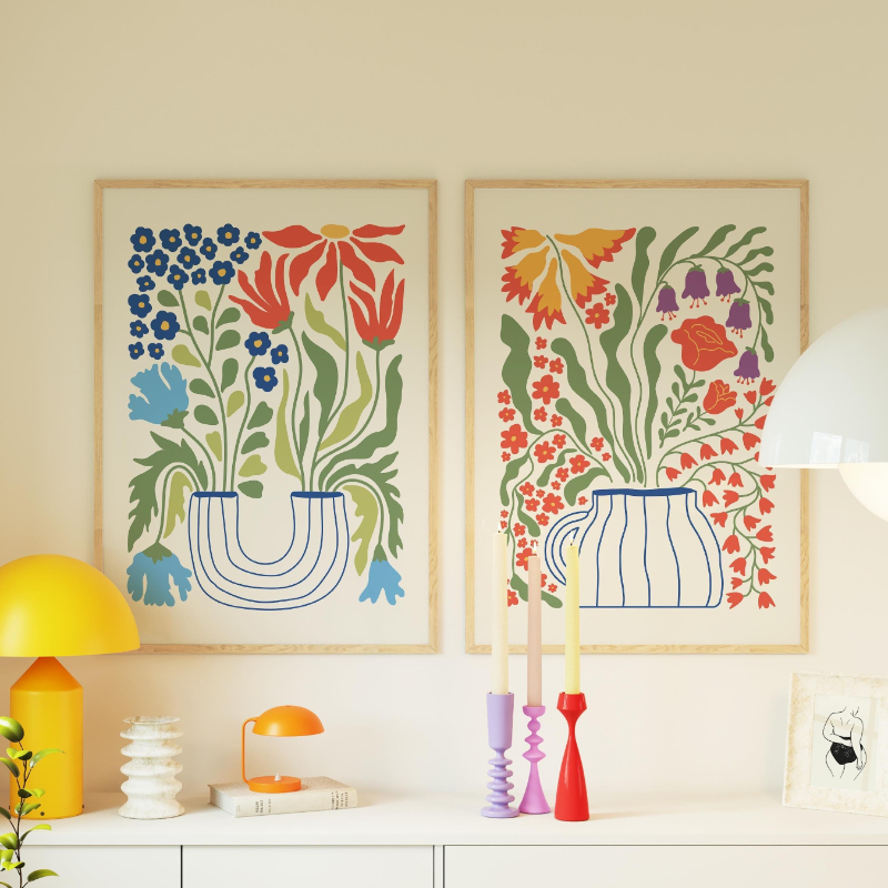 3피스 보헤미안 꽃무늬 화병 캔버스 벽 장식 – 밝은  - Home Decor Vase 리뷰 및 가격