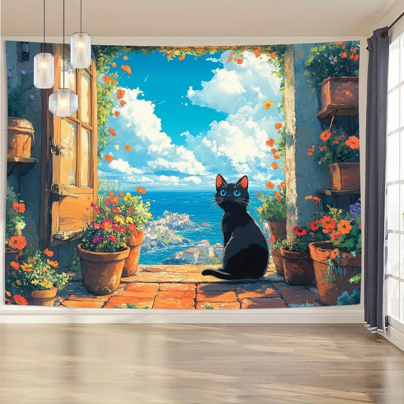 VIKAMA 3D 검은 고양이 태피스트리 벽걸이 그림자 - Home Decor Under 100 리뷰 및 가격