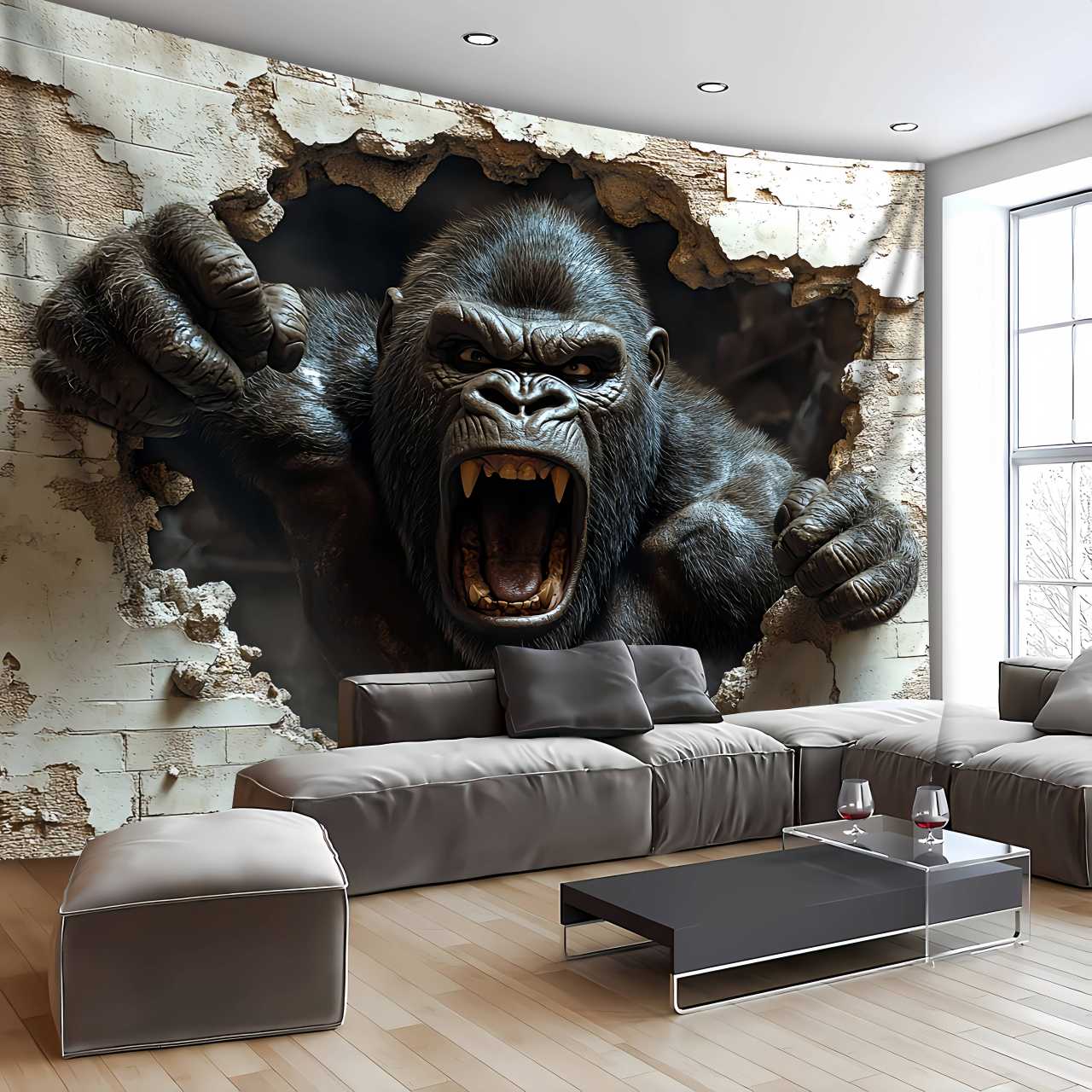 1pc 3D 동적 고릴라 벽 버스트 효과 인쇄 태피스트 - Home Decor Under 100 리뷰 및 가격