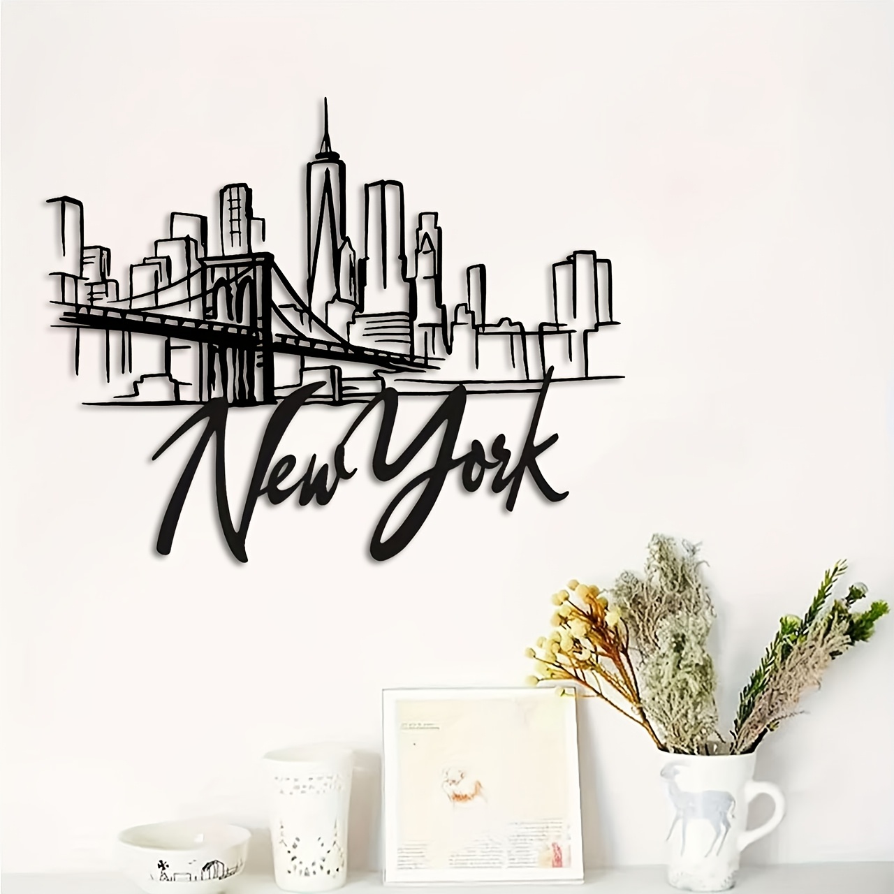 CIFBUY 금속 벽 예술 뉴욕시 스카이라인 브루클린  - Home Decor New York 리뷰 및 가격