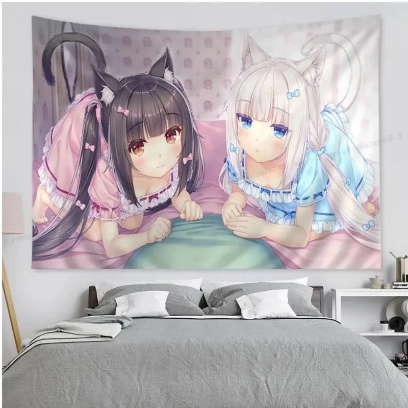 VIKAMA 고양이 소녀 애니메이션 태피스트리 달콤한  - Home Decor Under 100 리뷰 및 가격